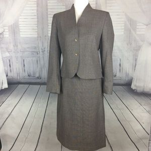 DVF Vintage 80s Taupe Blazer Jacket Skirt Suit Set